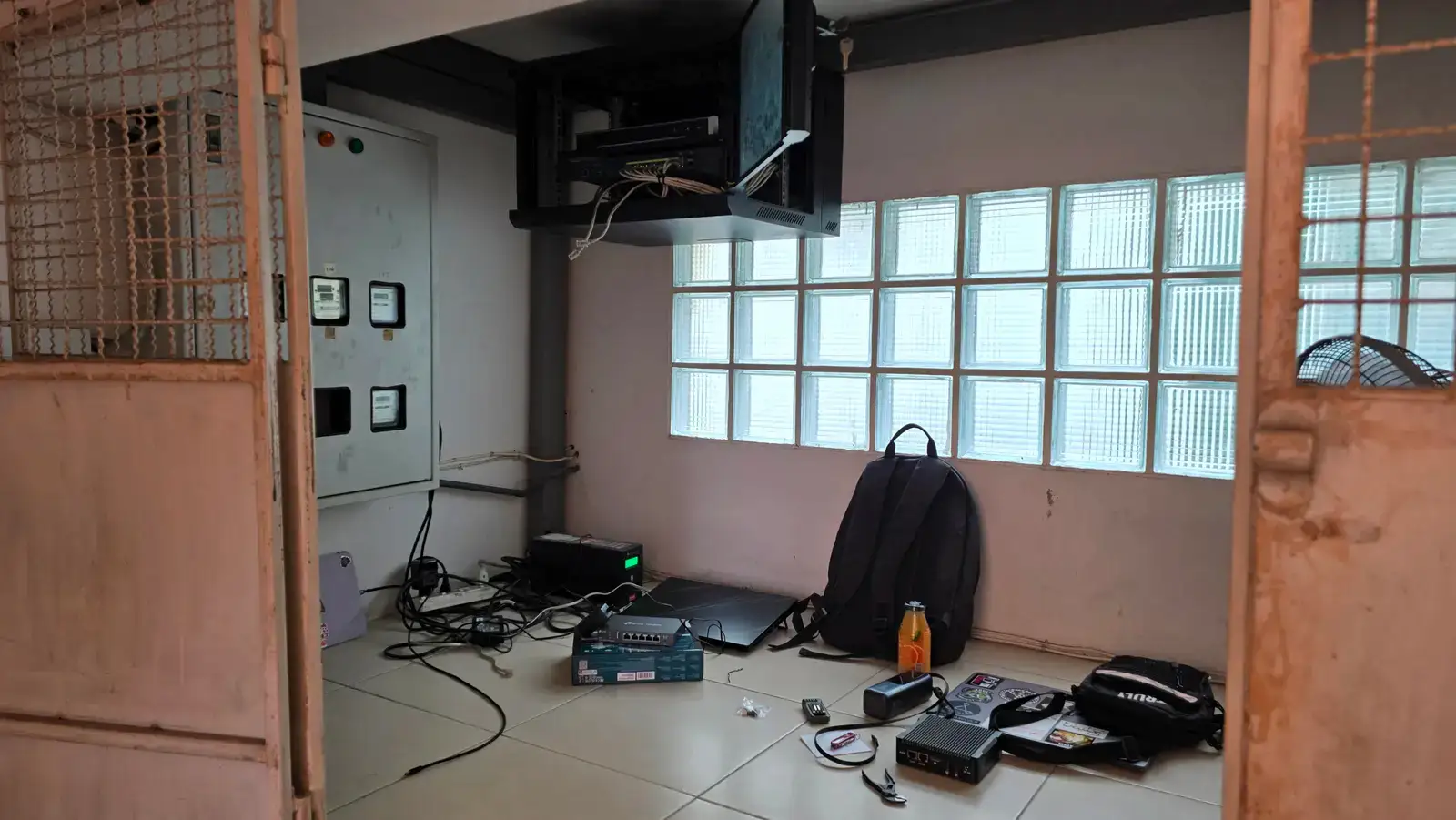 Cabling work at the dormitory